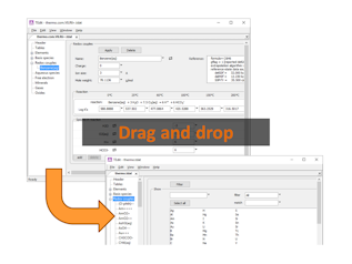 Drag and drop entries